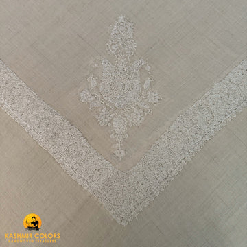 Pure Pashmina Tone on Tone Hand Embroidered Ghutra Square Scarf