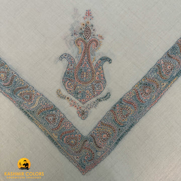 Pastel Shades Pure Pashmina Hand Embroidered Ghutra Square Scarf