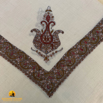 Dordar Pure Pashmina Hand Embroidered Ghutra Square Scarf