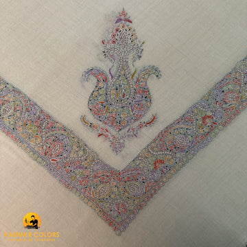 Pure Pashmina Hand Embroidered Rangdar Ghutra Square Scarf