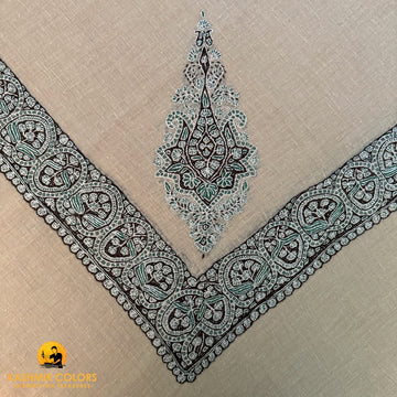 Floral Hand Embroidered Cashmere Ghutra Square Scarf