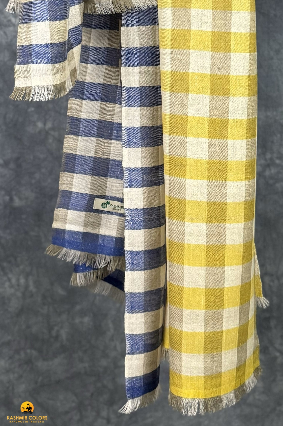 English check Stole Pure Cashmere Pashmina