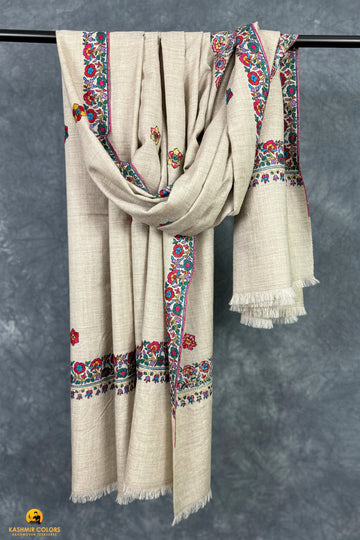 Bootidar Dordar Hand Embroidered Shawl Natural Base