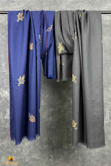 Blue Booti Daar Hand Embroidered Pashmina Stole