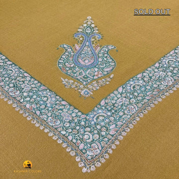 Golden Honey Arabian Style Embroidered Men's Ghutra Pure Pashmina