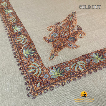 Men's Natural color Hand Embroidered Ghutra Pure Cashmere