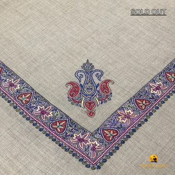 Head Scarf Men's Natural Grey Hand Embroidered Arabian Style