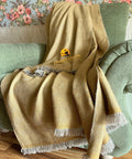 Kashmir Colors Pure Cashmere Pashmina | Natural Grey / Mustard | Blanket