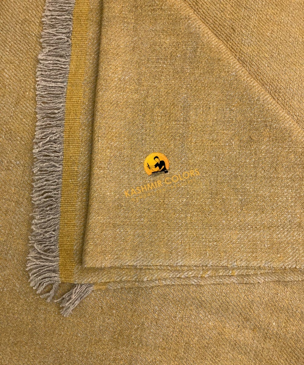 Kashmir Colors Pure Cashmere Pashmina | Natural Grey / Mustard | Blanket
