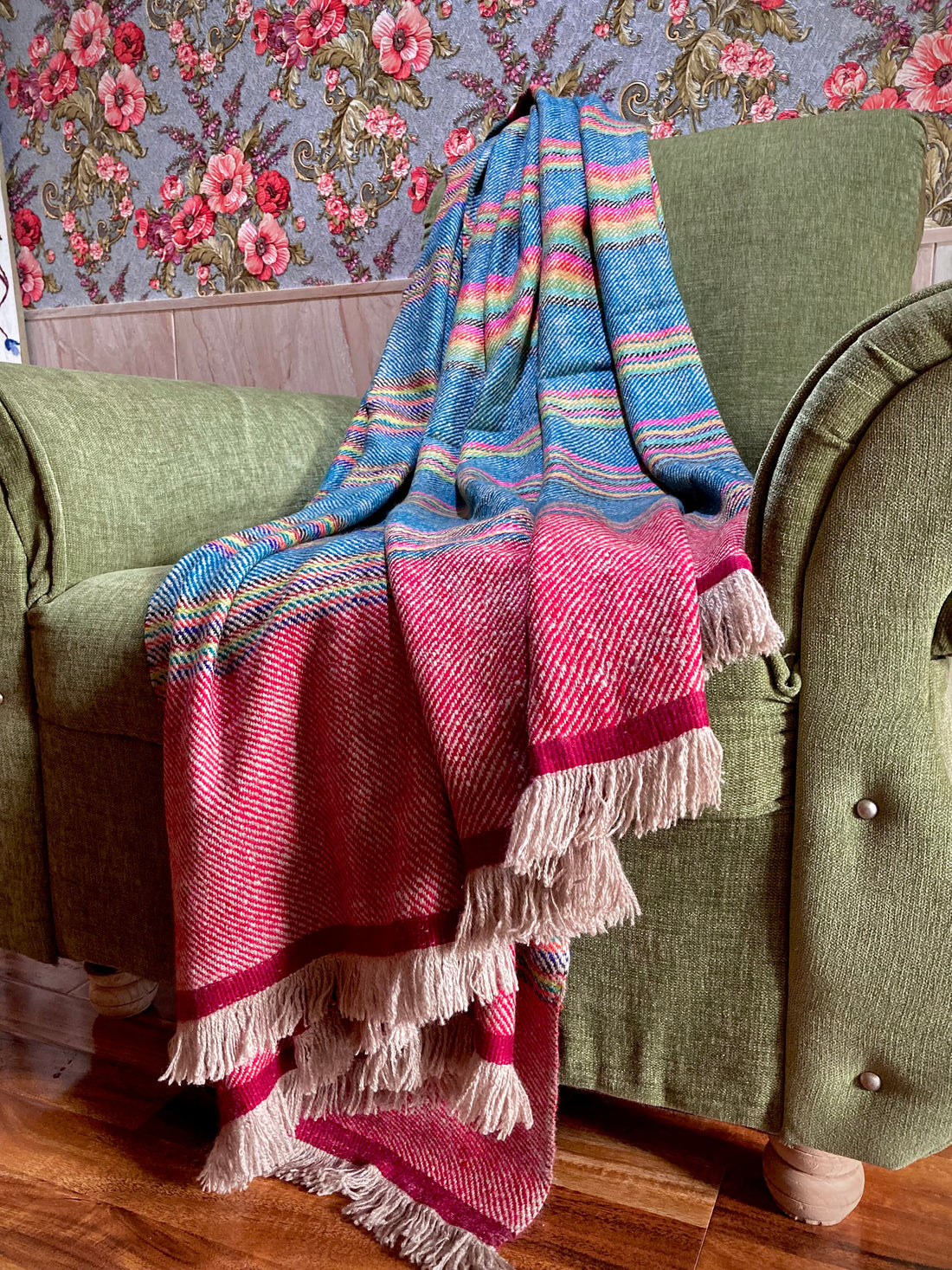 Cashmere Pashmina Travel Blanket Shepherd Stripe