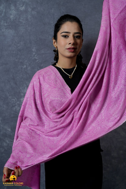 Rose Pink Outline Hand Embroidered Stole