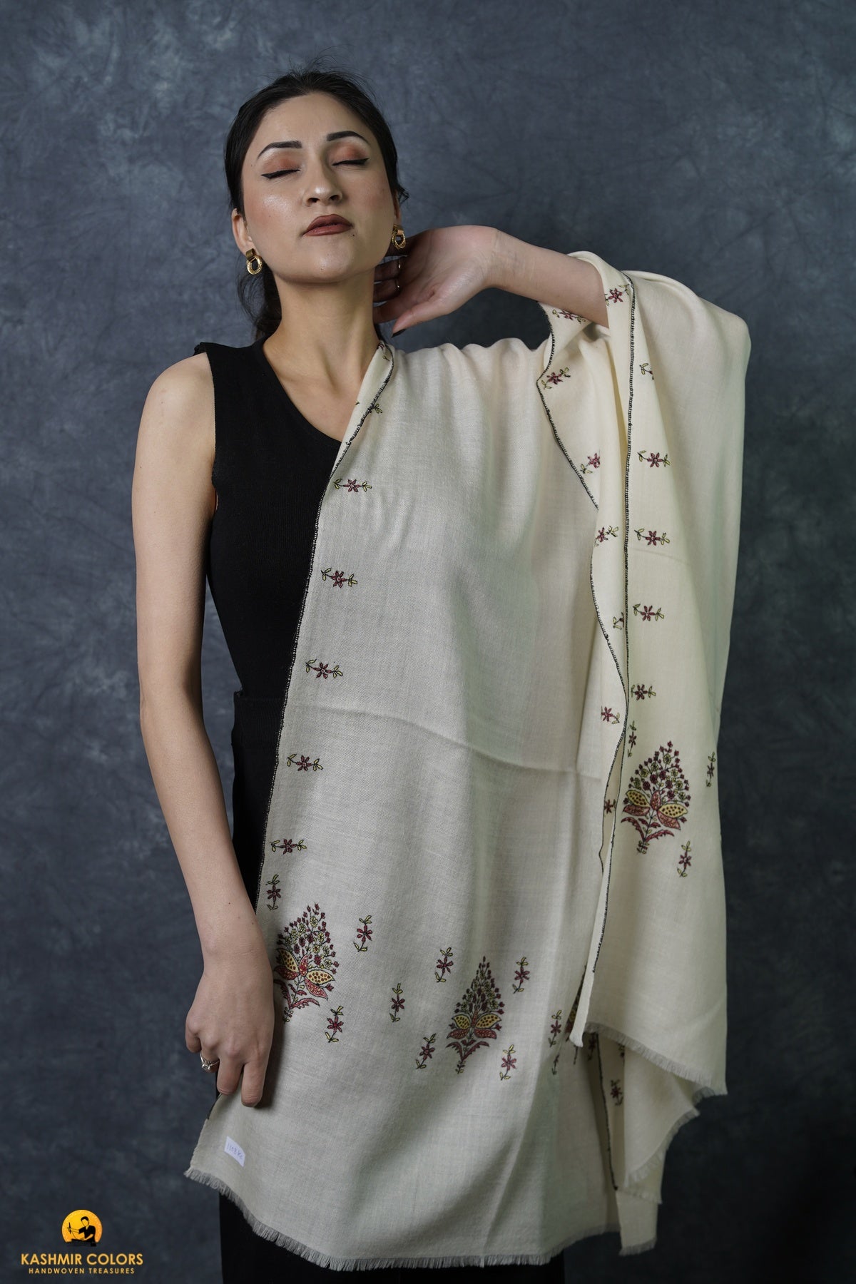 Boota Floral Hand Embroidered  Stole