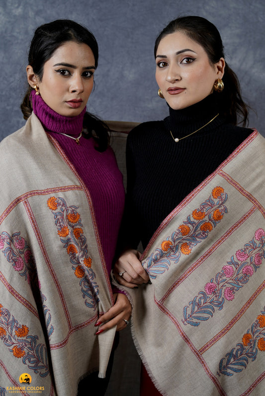 Orchid Booti Hand Embroidered Shawl