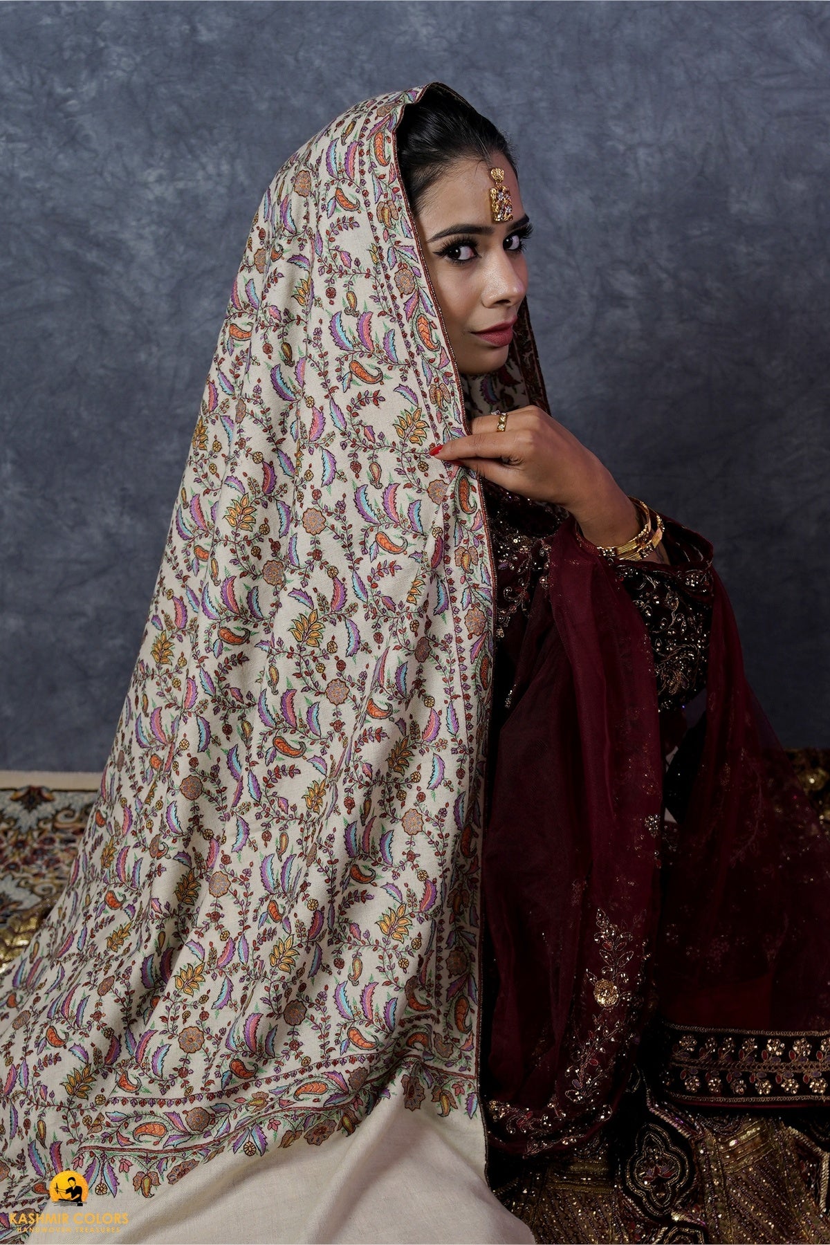 Brides Day Hand Embroidered Shawl