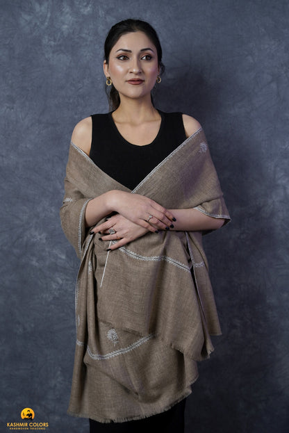 Boteh Natural Hand Embroidered Stole