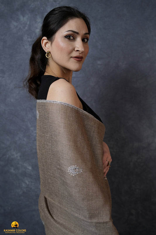Boteh Natural Hand Embroidered Stole