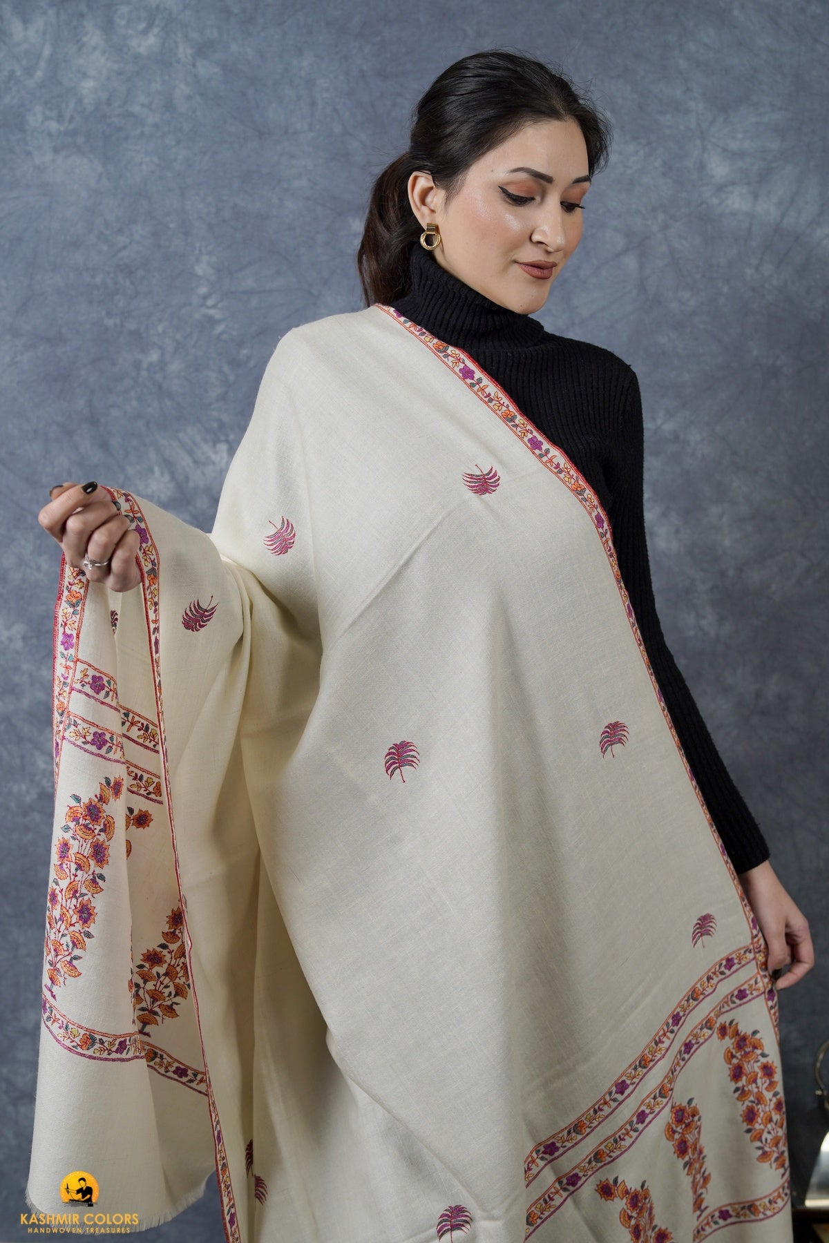 River Side Booti Hand Embroidered Shawl