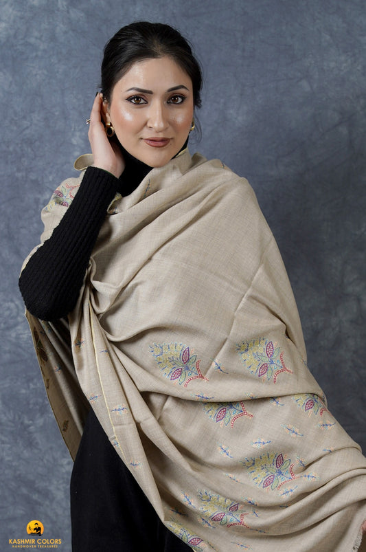 Iris Floral Hand Embroidered Shawl