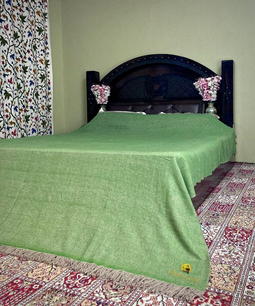 Pure Cashmere Pashmina Pear Green Bed Spread