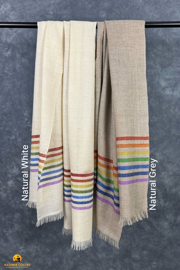 Rainbow Stripes Pure Cashmere Pashmina Stole