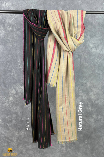 Pin Stripes Stole Pure Cashmere Pashmina