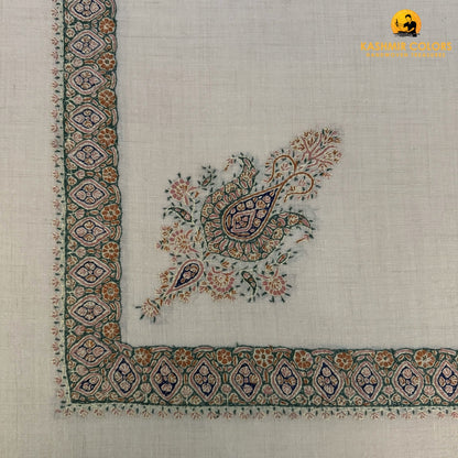 Hand Embroidered Natural Ivory Ghutra Square Scarf