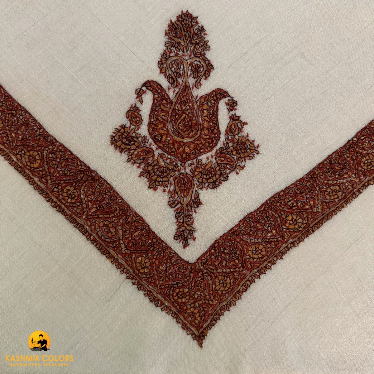 Hand Embroidered Square Scarf