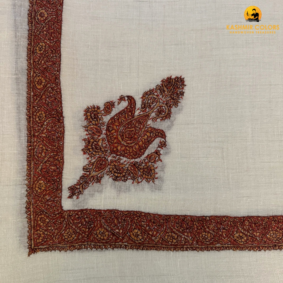 Hand Embroidered Square Scarf