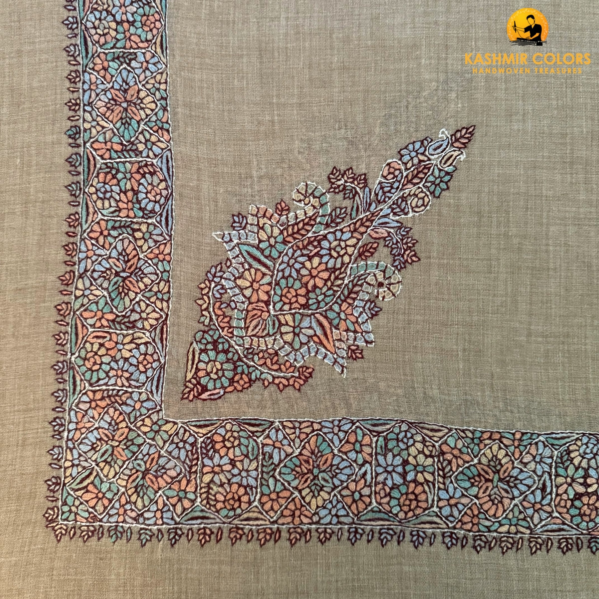 Hand Embroidered Cashmere Ghutra Scarf