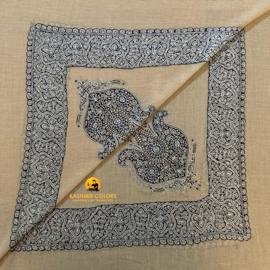 Hand Embroidered Cashmere Square Scarf