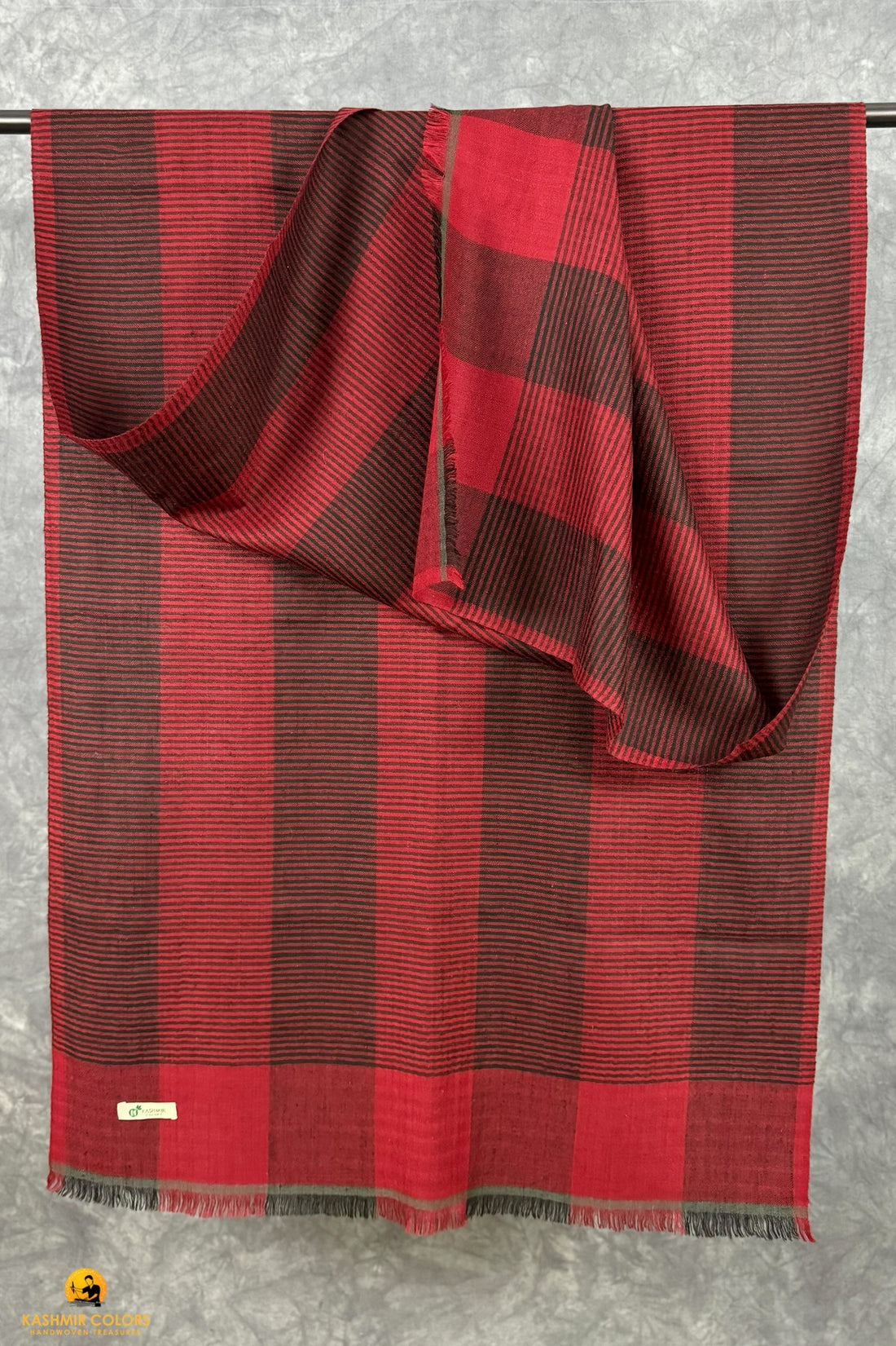 Maroon & Black Twin  Pure Cashmere Pashmina