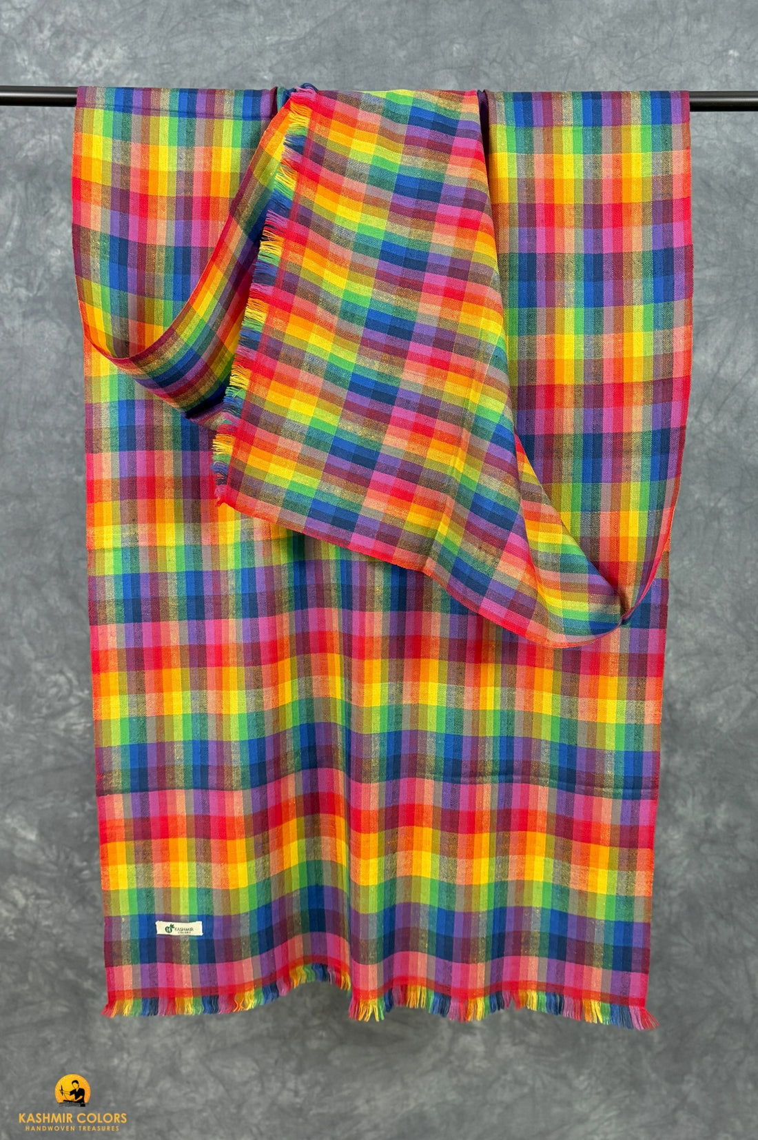 Rainbow checks Pure Cashmere Pashmina Stole