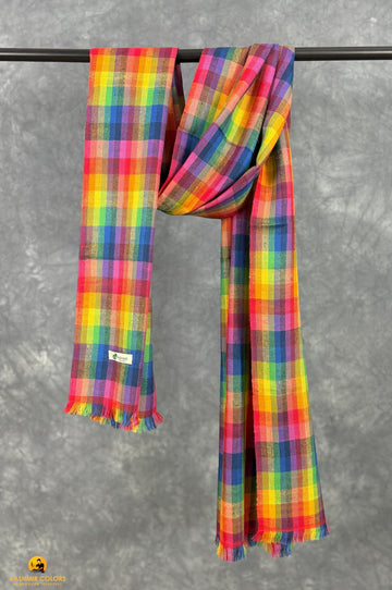 Rainbow checks Pure Cashmere Pashmina Stole