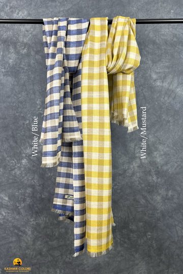 English check Stole Pure Cashmere Pashmina