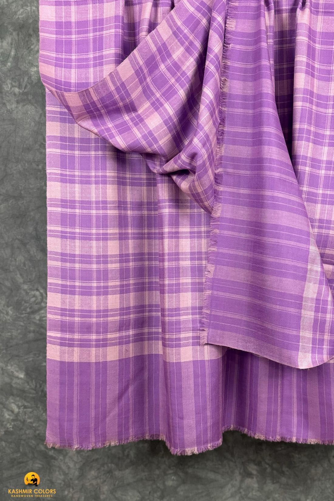 Lavender Check Pure Cashmere Pashmina Shawl