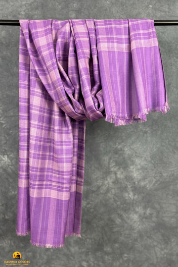 Lavender Check Pure Cashmere Pashmina Shawl