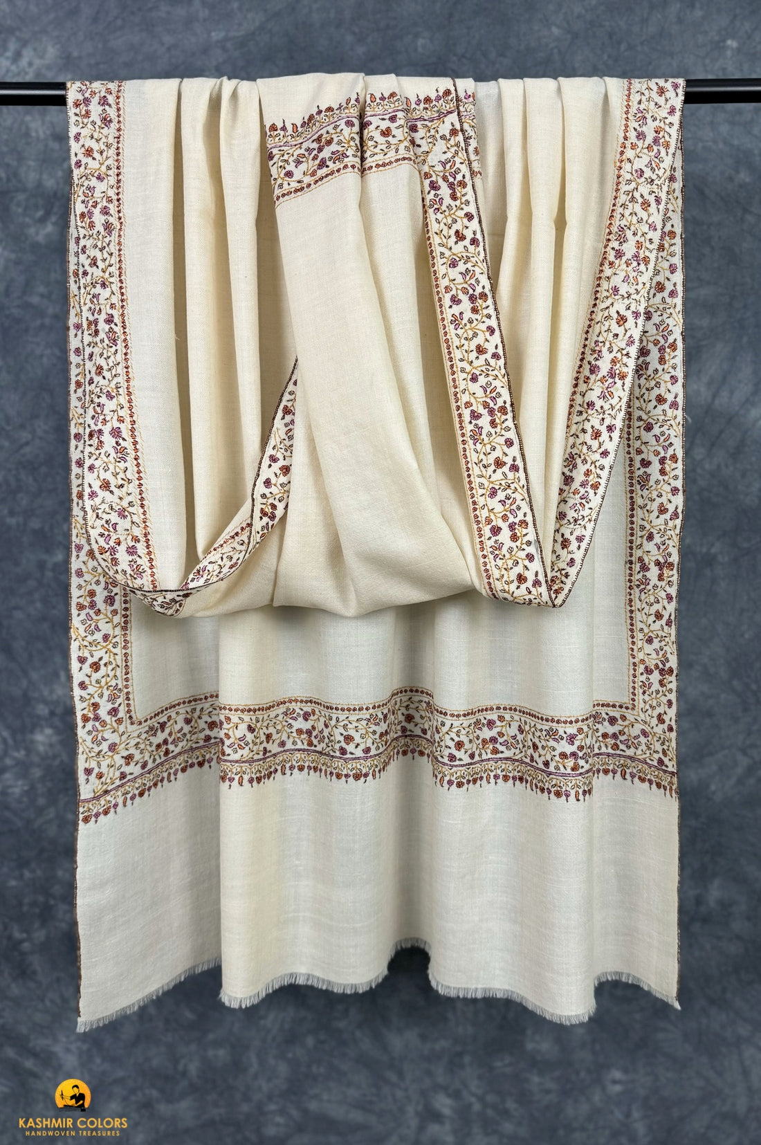 Neemdor Jaali Hand Embroidered Cashmere Shawl