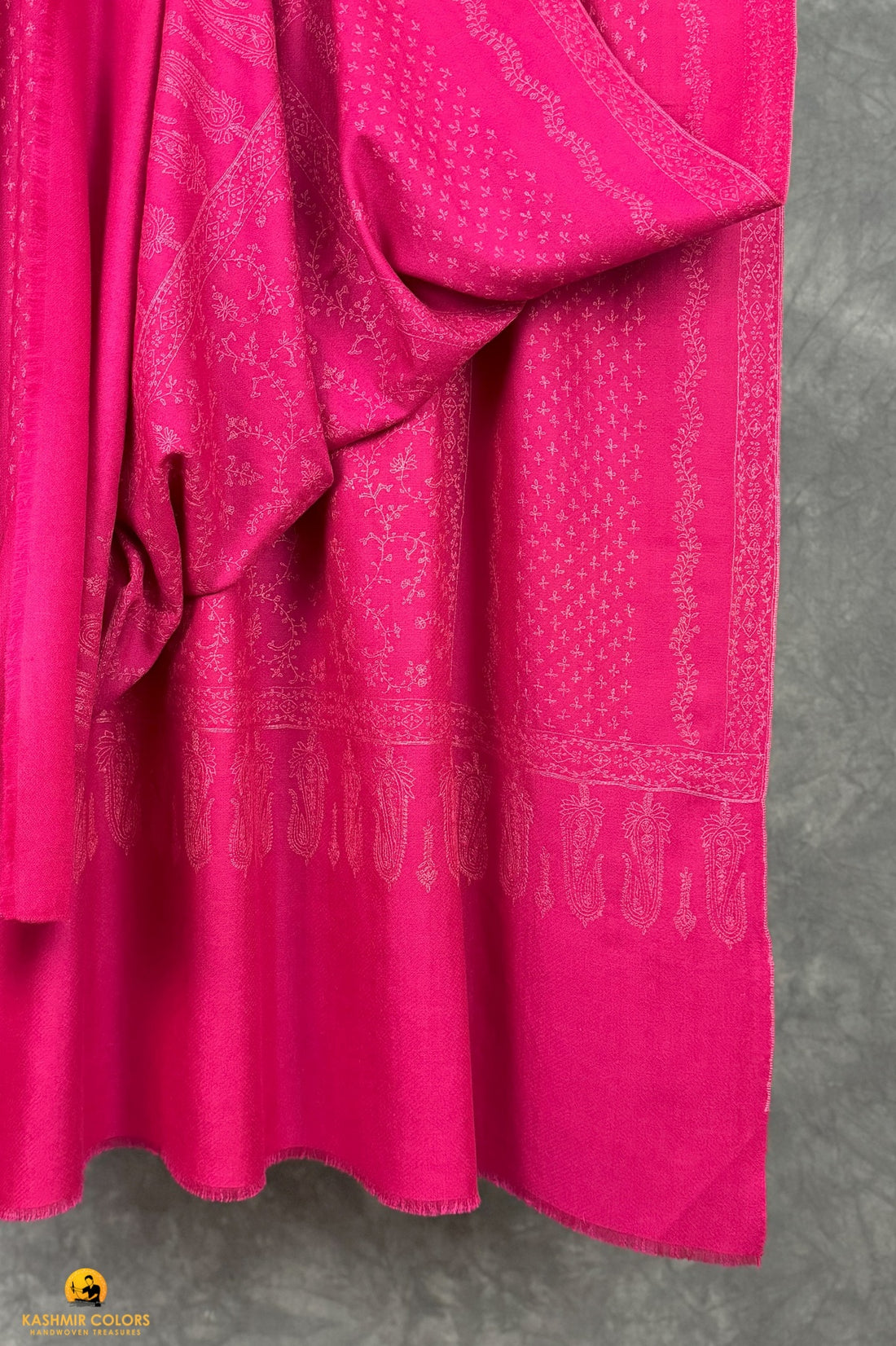 Hashidar Pink Hand Embroidery Shawl