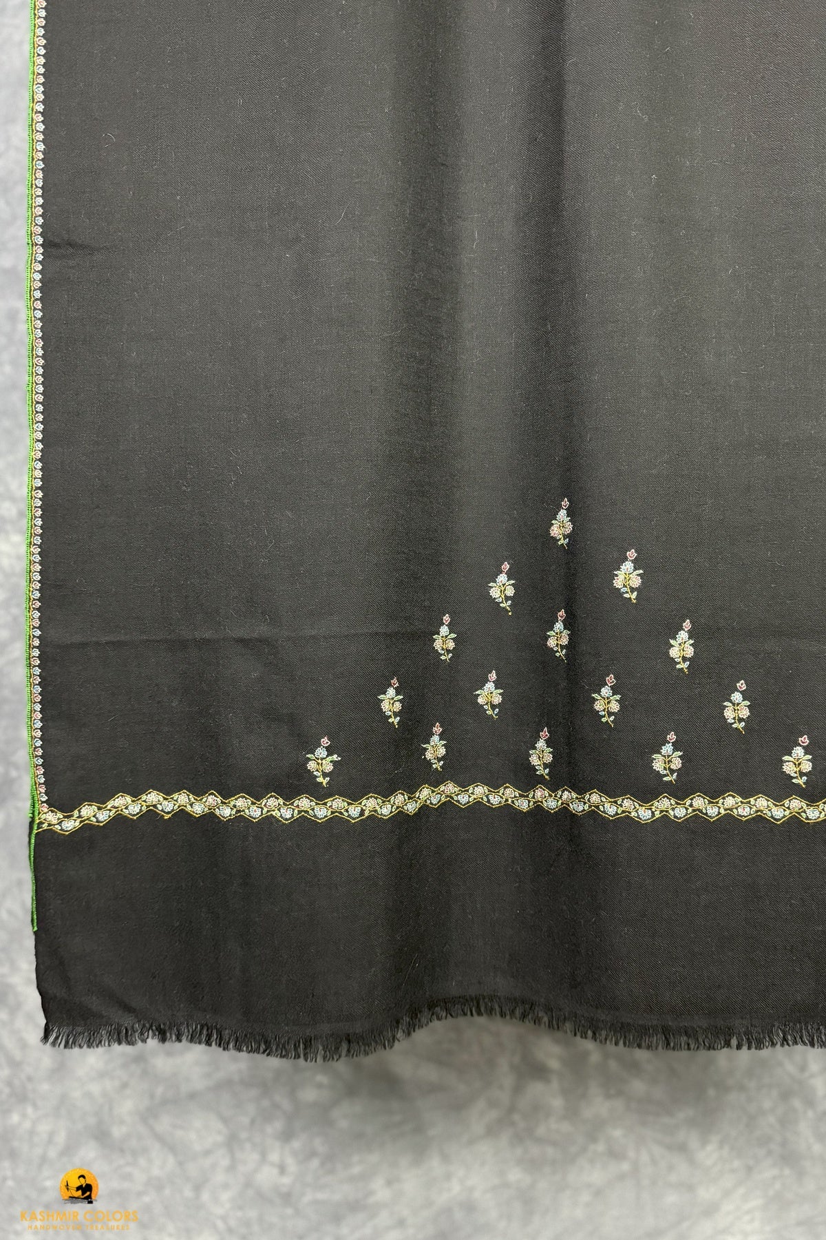 Black Botidar Hand Embroidered Stole