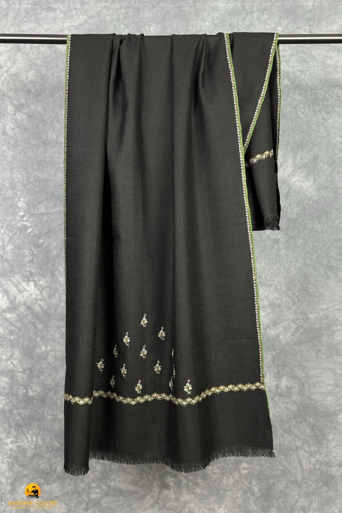 Black Botidar Hand Embroidered Stole