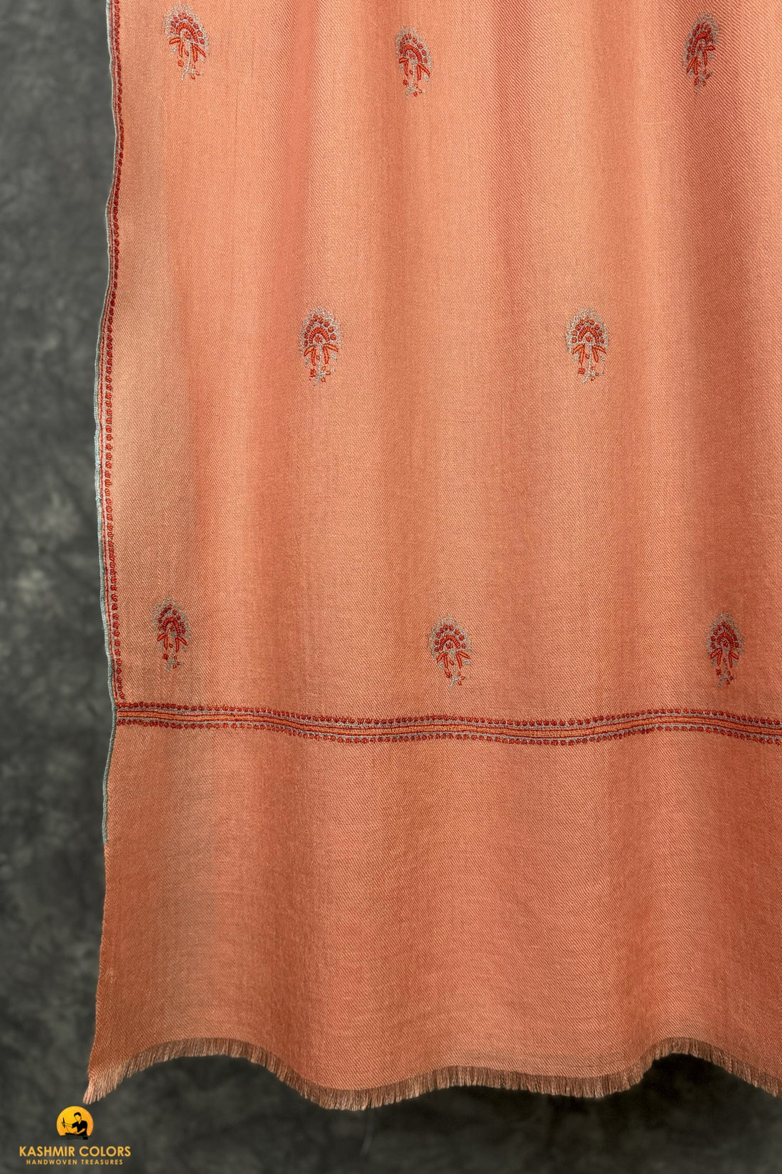 Peach Booti Hand Embroidered Stole