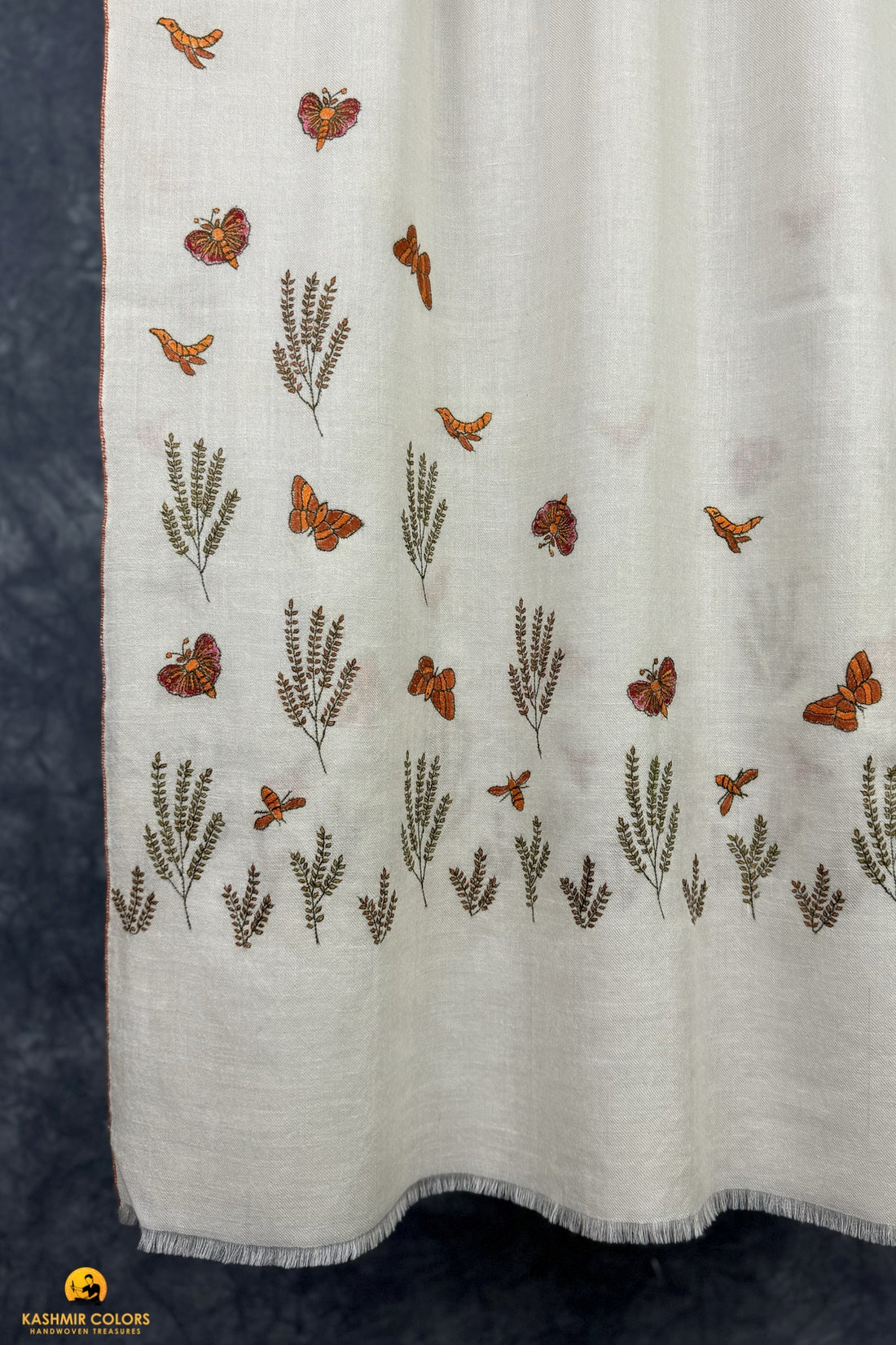 Butterflies Hand Embroidered Pashmina Stole