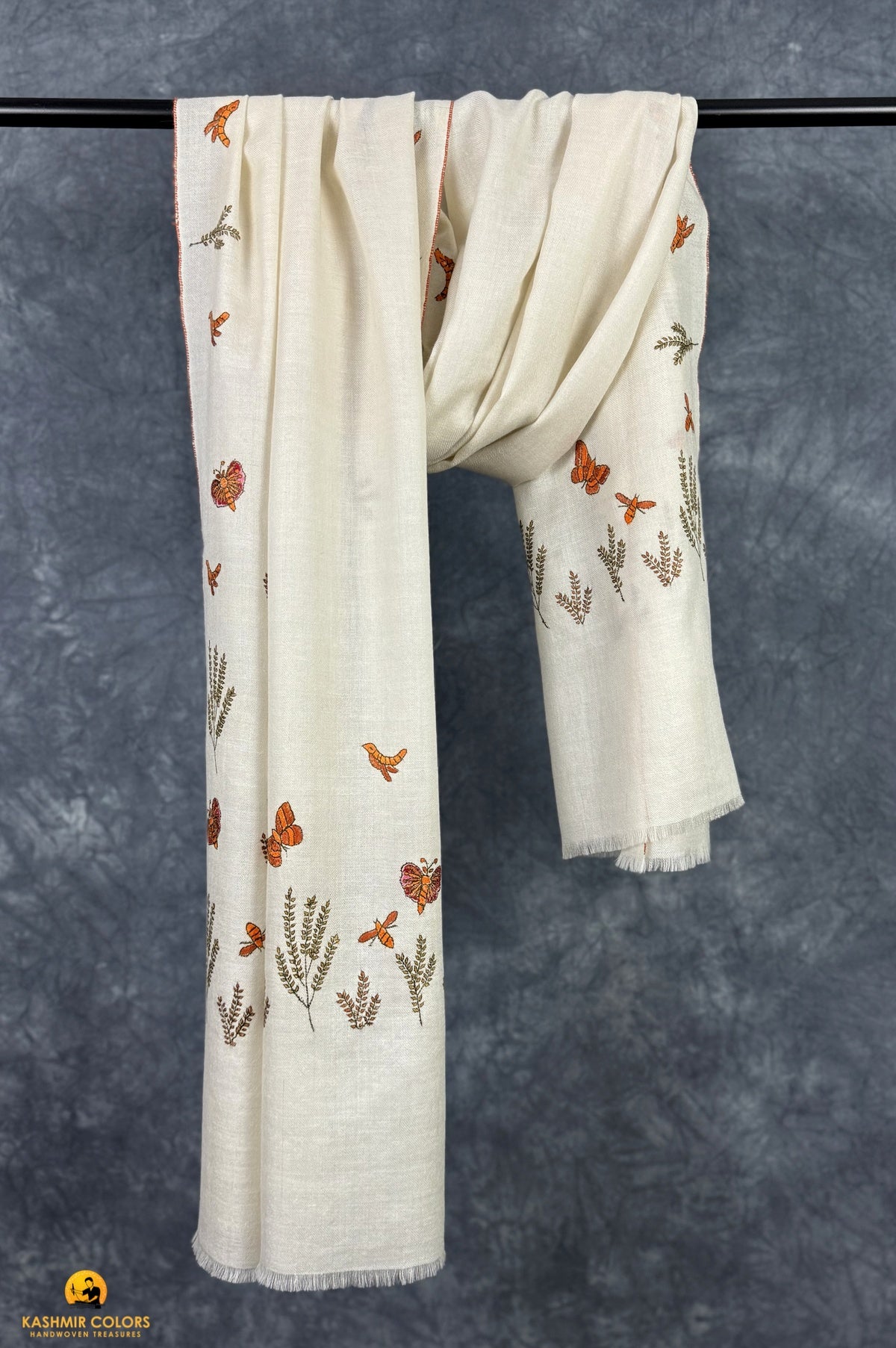 Butterflies Hand Embroidered Pashmina Stole