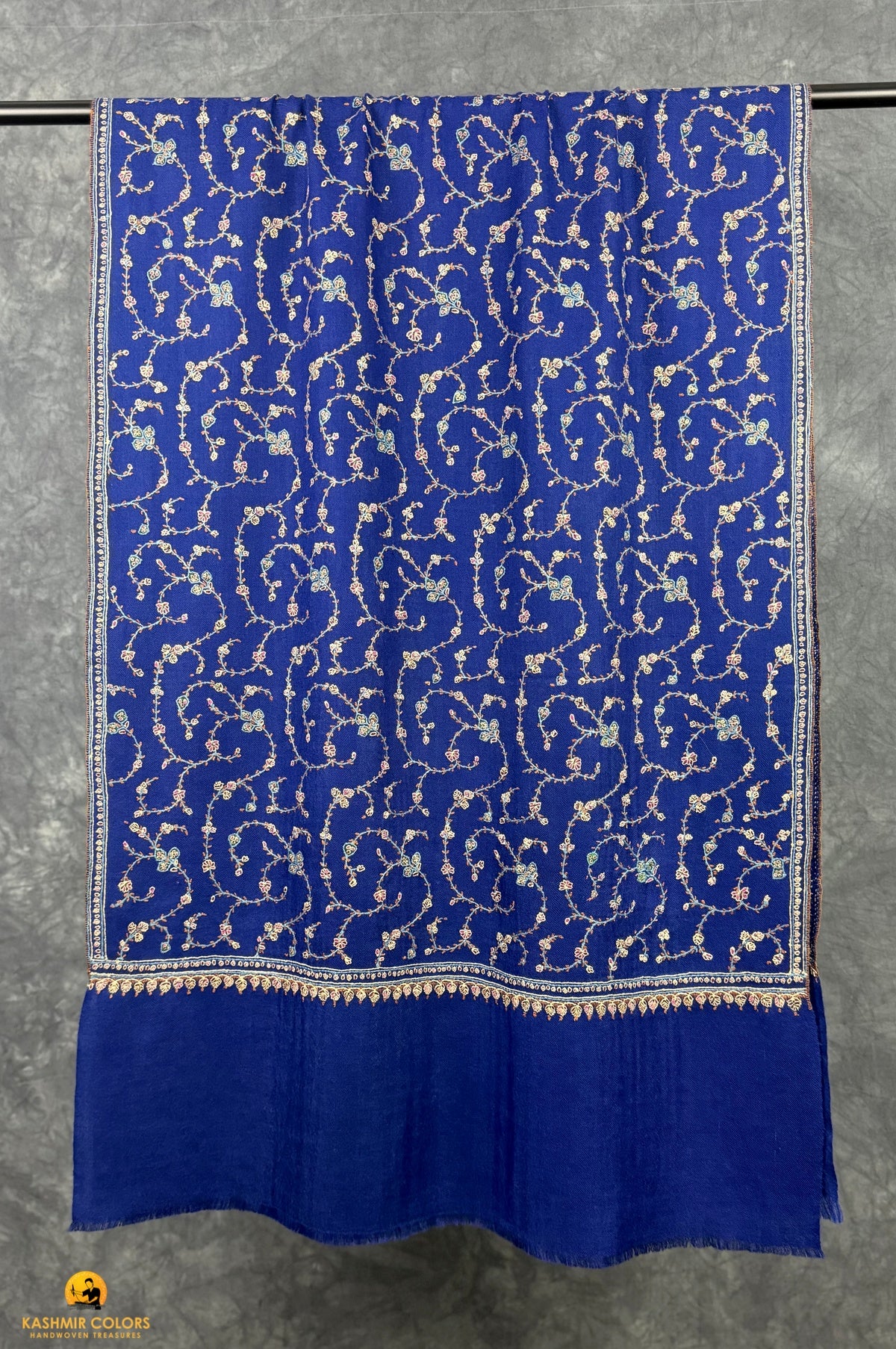 Navy Jaaldar Hand Embroidered Stole