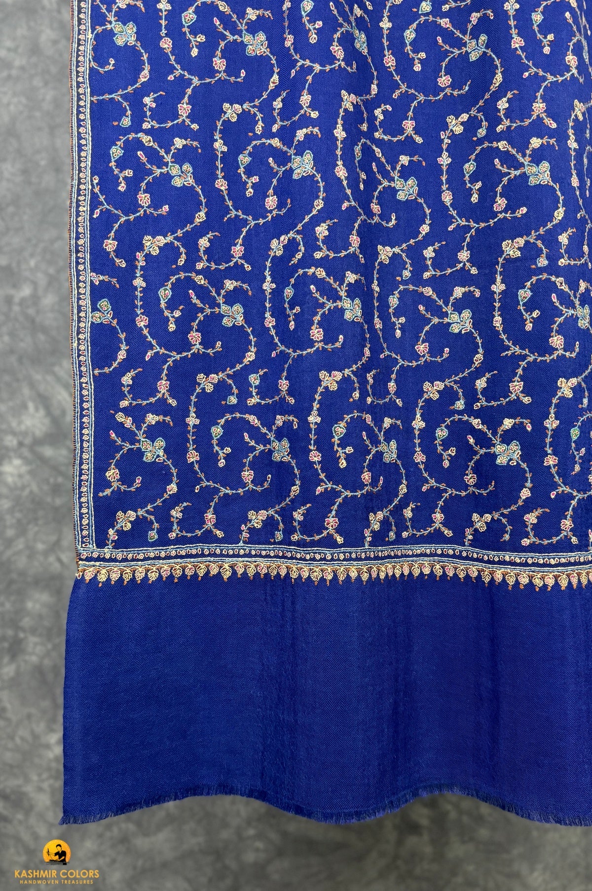 Navy Jaaldar Hand Embroidered Stole