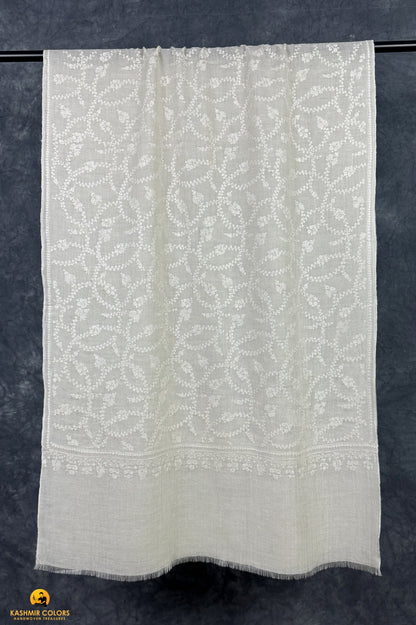 Jaaldar Natural Hand Embroidered Stole