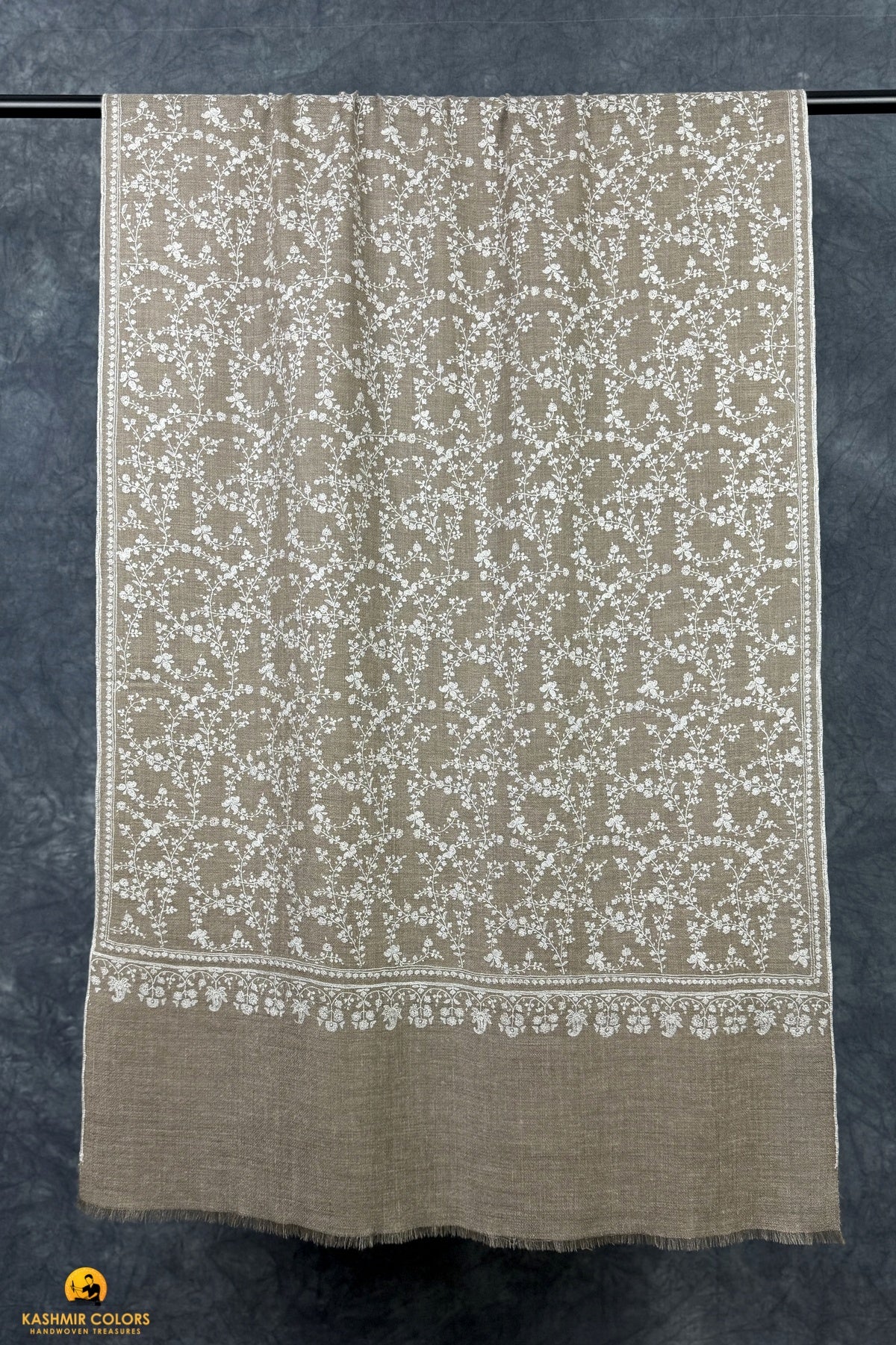 Natural Hand Embroidered  Stole