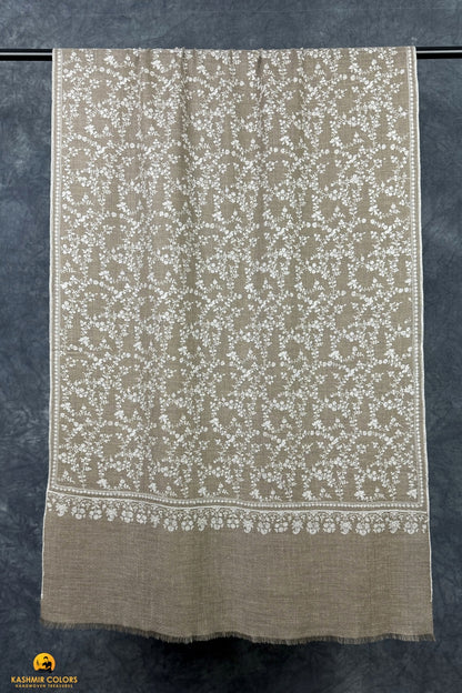 Natural Hand Embroidered  Stole