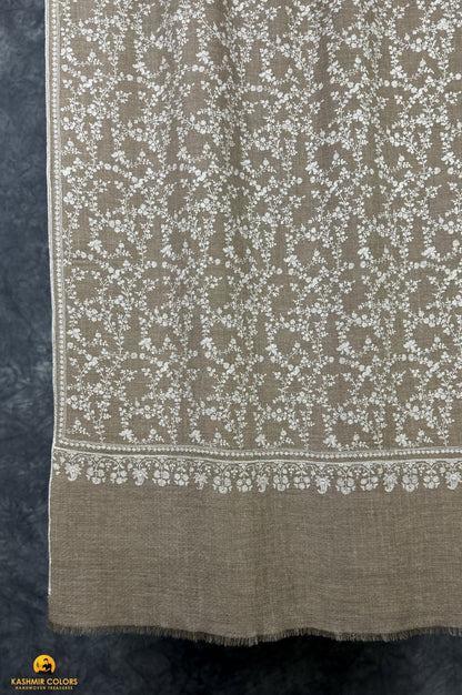 Natural Hand Embroidered  Stole