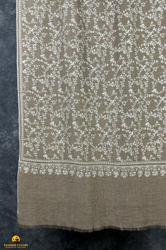 Natural Hand Embroidered  Stole